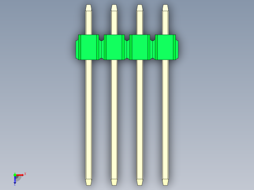 彩色公头100mil（2.54mm）系列-DS1021_green_1x04p_100mil_Type5_rev1.0俯视缩略图