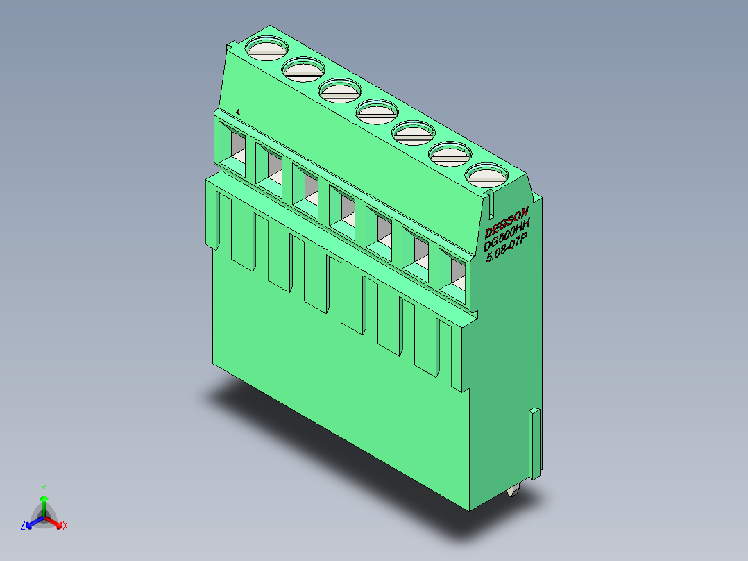 DEGSON DG500 系列 5.05.087.62mm 接线端子-DG500HH-5.08-07P-14-00AH主视图