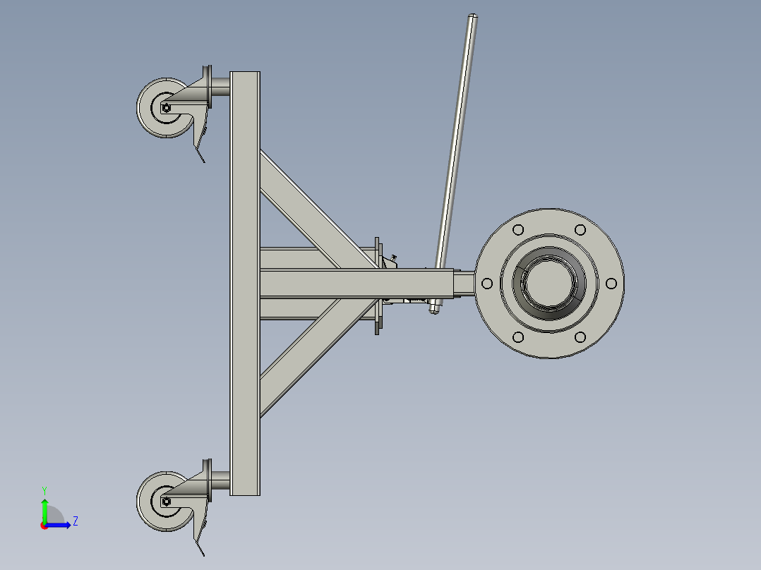 拖车上的车轴组件左视图