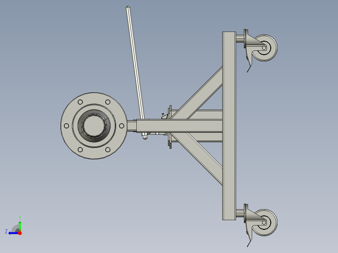拖车上的车轴组件右视图