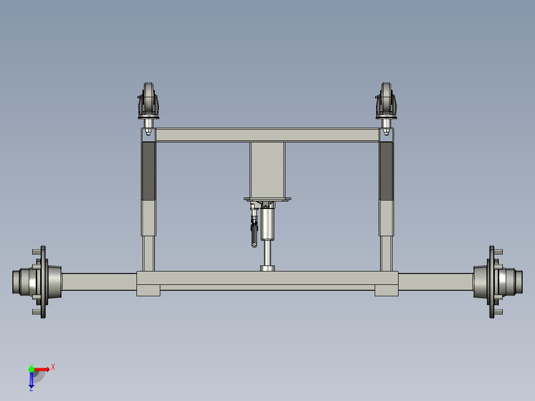 拖车上的车轴组件俯视图