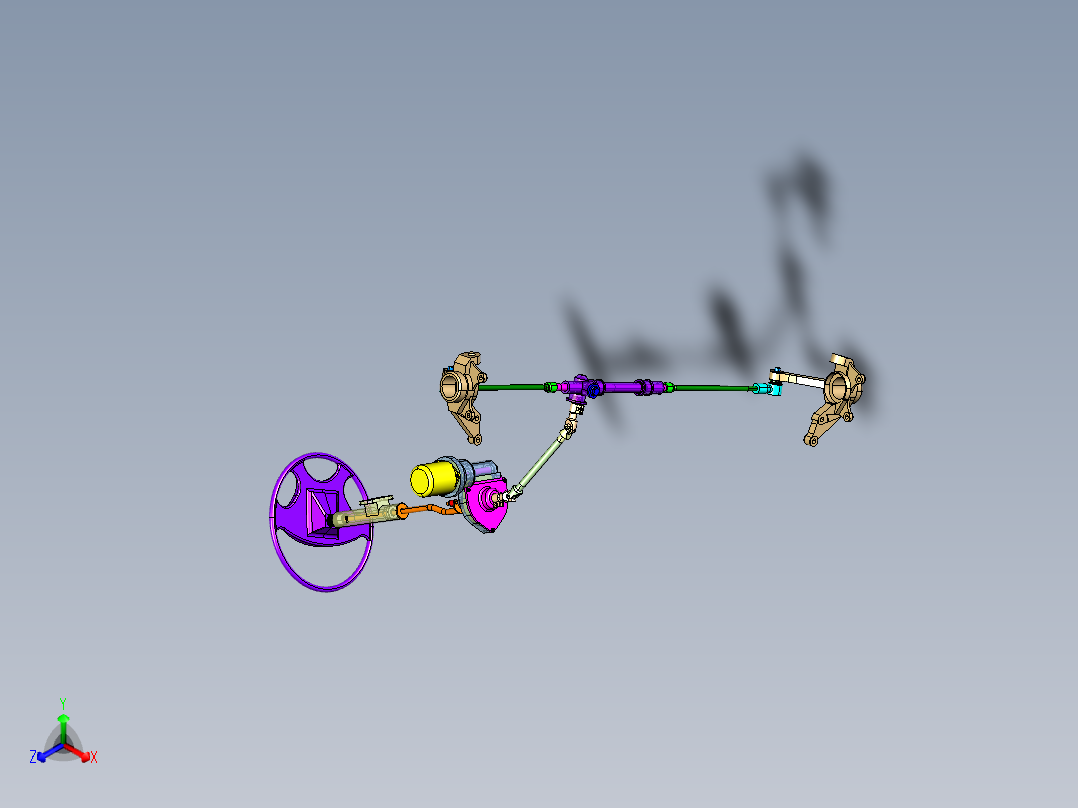 EPS汽车电子助力转向系统总成设计【三维CATIA】正等轴测图