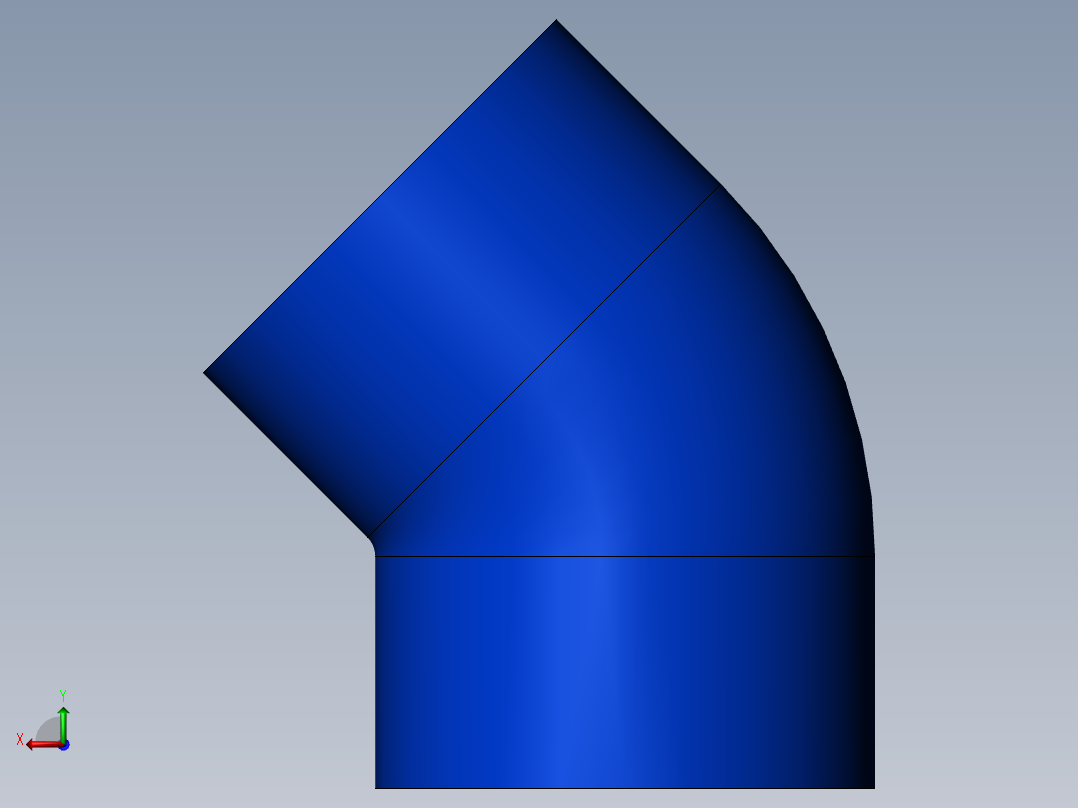 45度PVC弯头后视图