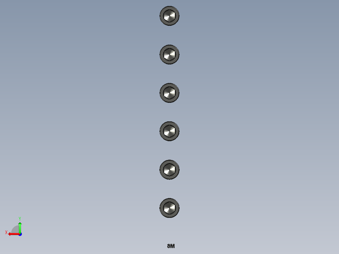 内六角头盖螺丝-M6后视图