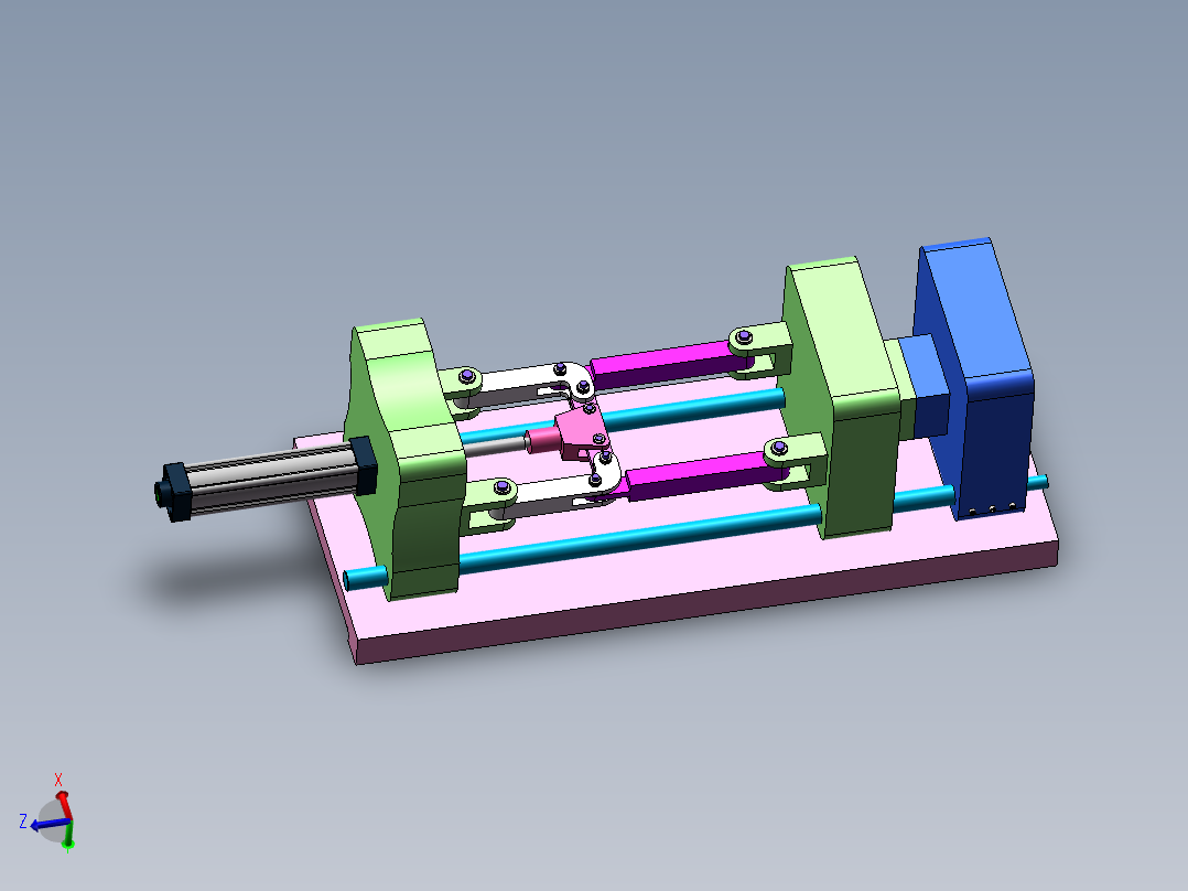 Q058-中型注塑机塑模装置结构设计【三维SolidWorks】主视图