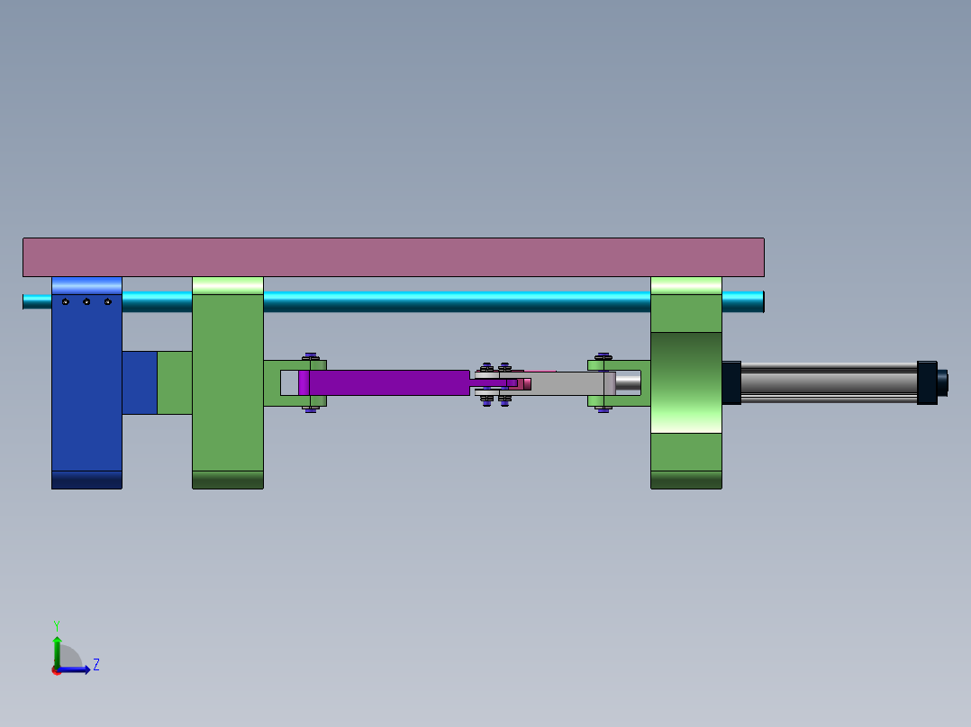 Q058-中型注塑机塑模装置结构设计【三维SolidWorks】左视图