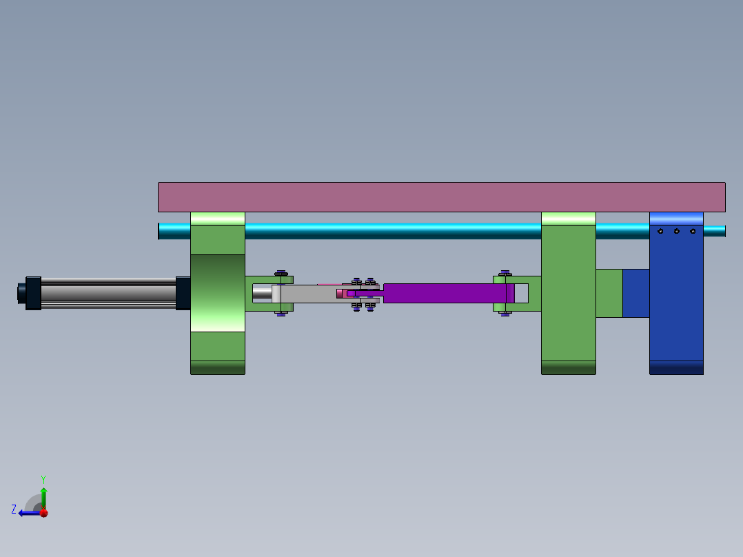 Q058-中型注塑机塑模装置结构设计【三维SolidWorks】右视图