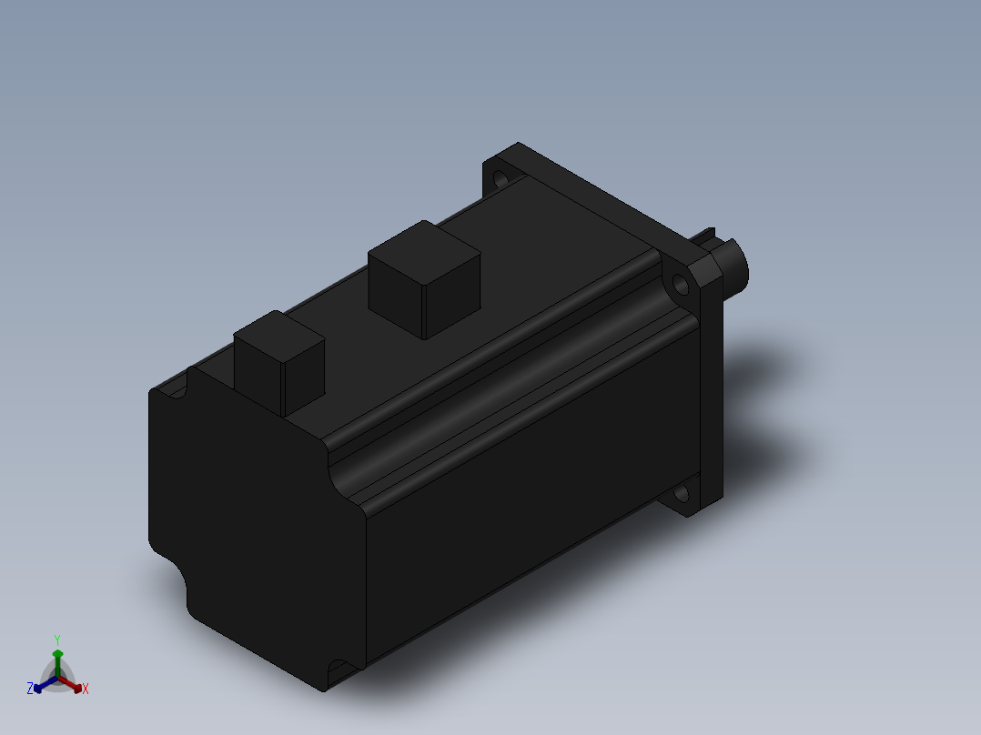 电动滑台模组台达400W电机模型正等轴测图
