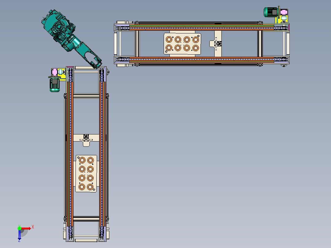 双层倍速链俯视图