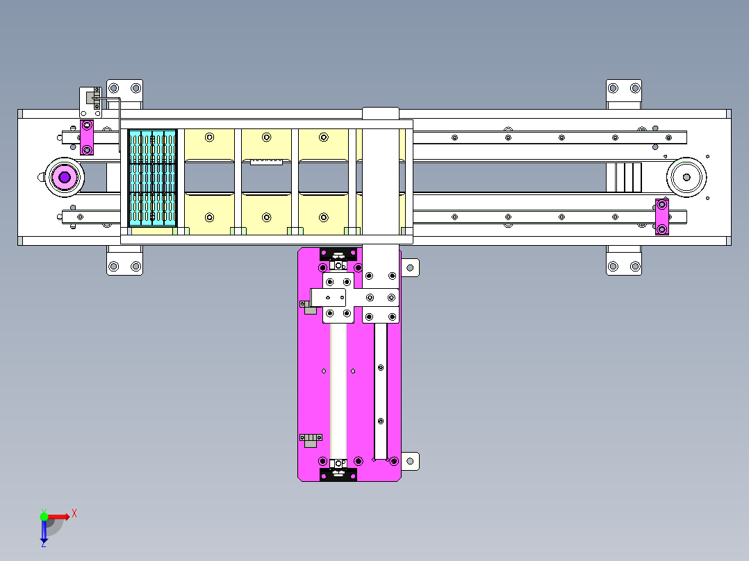 弹夹式输送线料仓设计俯视图