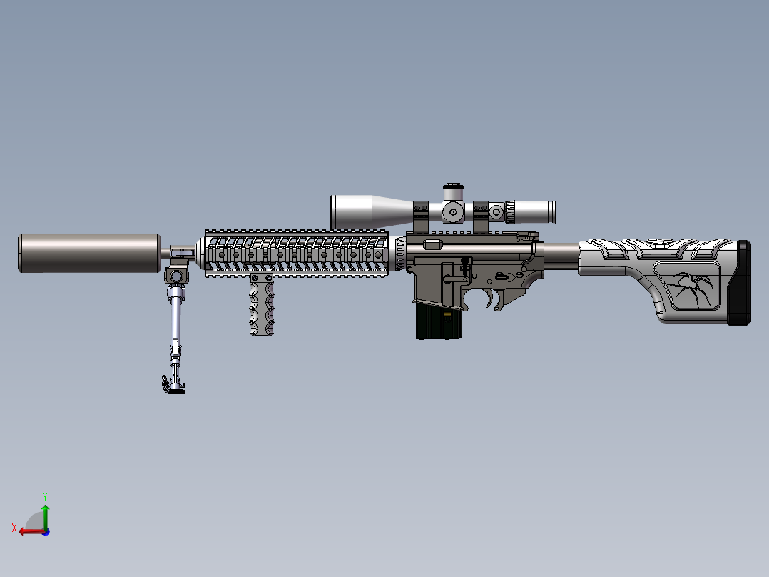 手枪左轮冲锋枪老式狙击步枪设计3D图纸656-3 2 STP SW UG X_T后视图
