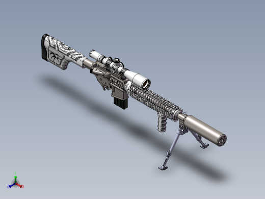 手枪左轮冲锋枪老式狙击步枪设计3D图纸656-3 2 STP SW UG X_T正等轴测缩略图