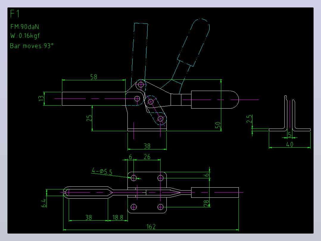 F1规格夹钳图纸CAD