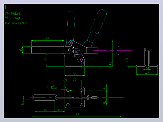 F1规格夹钳图纸CAD
