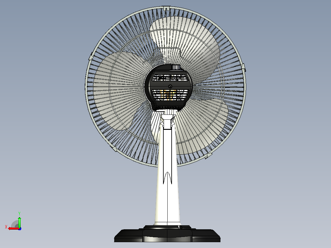 3D台扇后视图