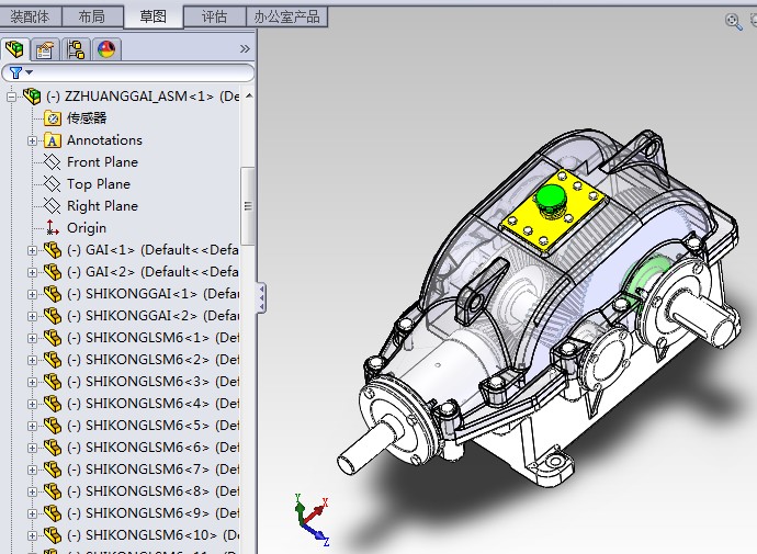二级圆锥圆柱齿轮减速器ProE源文件G71 非标自动化设备3D图纸3D模型