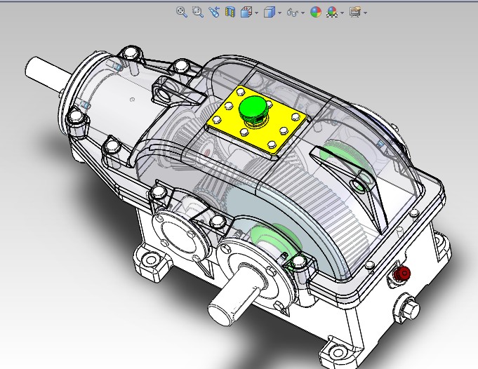 二级圆锥圆柱齿轮减速器ProE源文件G71 非标自动化设备3D图纸3D模型