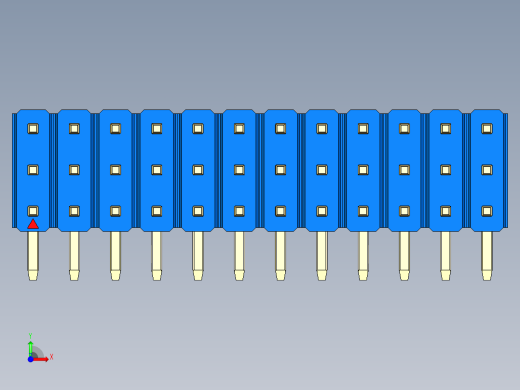 彩色公排针 100mil 2.54mm 系列-DS1022_blue_3x12p_100mil_TypeD_rev1.0前视缩略图