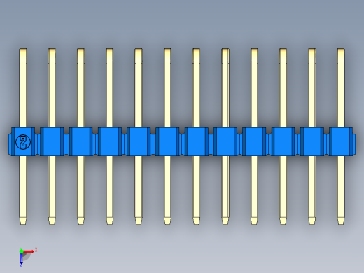 彩色公排针 100mil 2.54mm 系列-DS1022_blue_3x12p_100mil_TypeD_rev1.0俯视缩略图