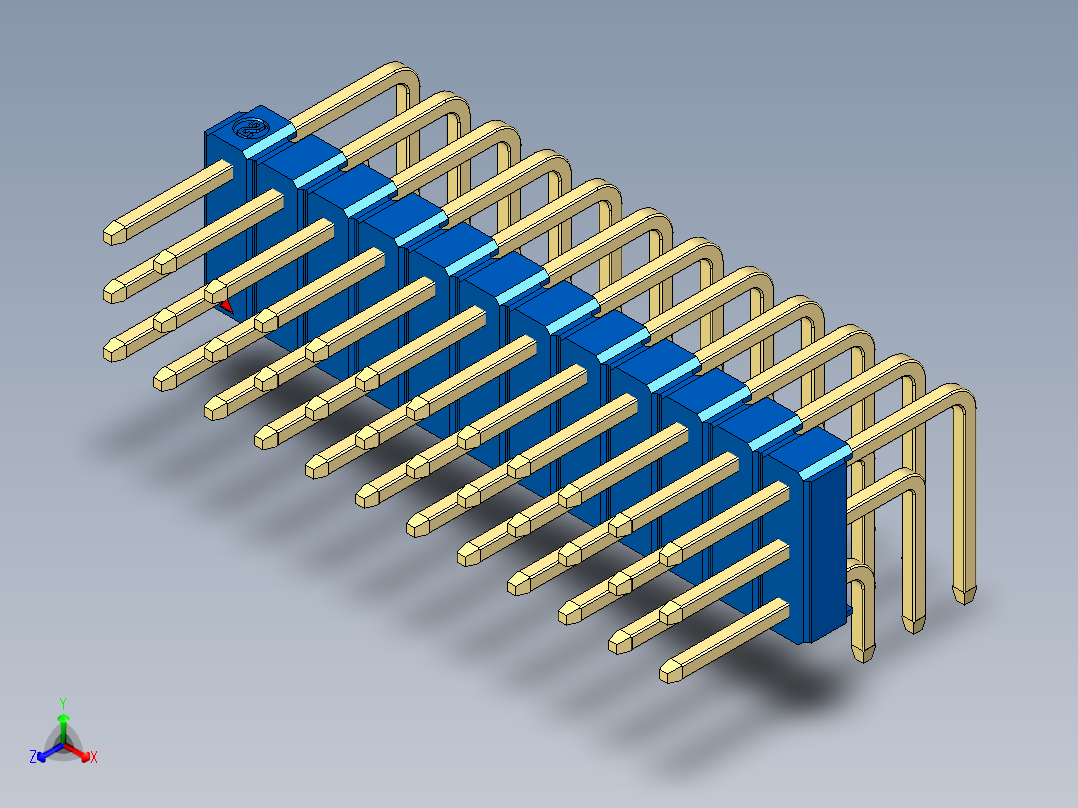 彩色公排针 100mil 2.54mm 系列-DS1022_blue_3x12p_100mil_TypeD_rev1.0正等轴测图