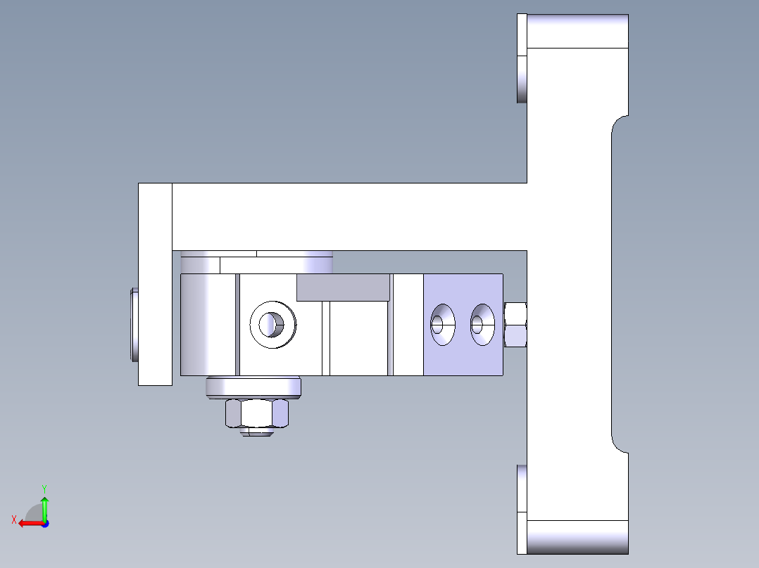 车床杠杆钻孔夹具（CAD图+CATIA三维）后视图