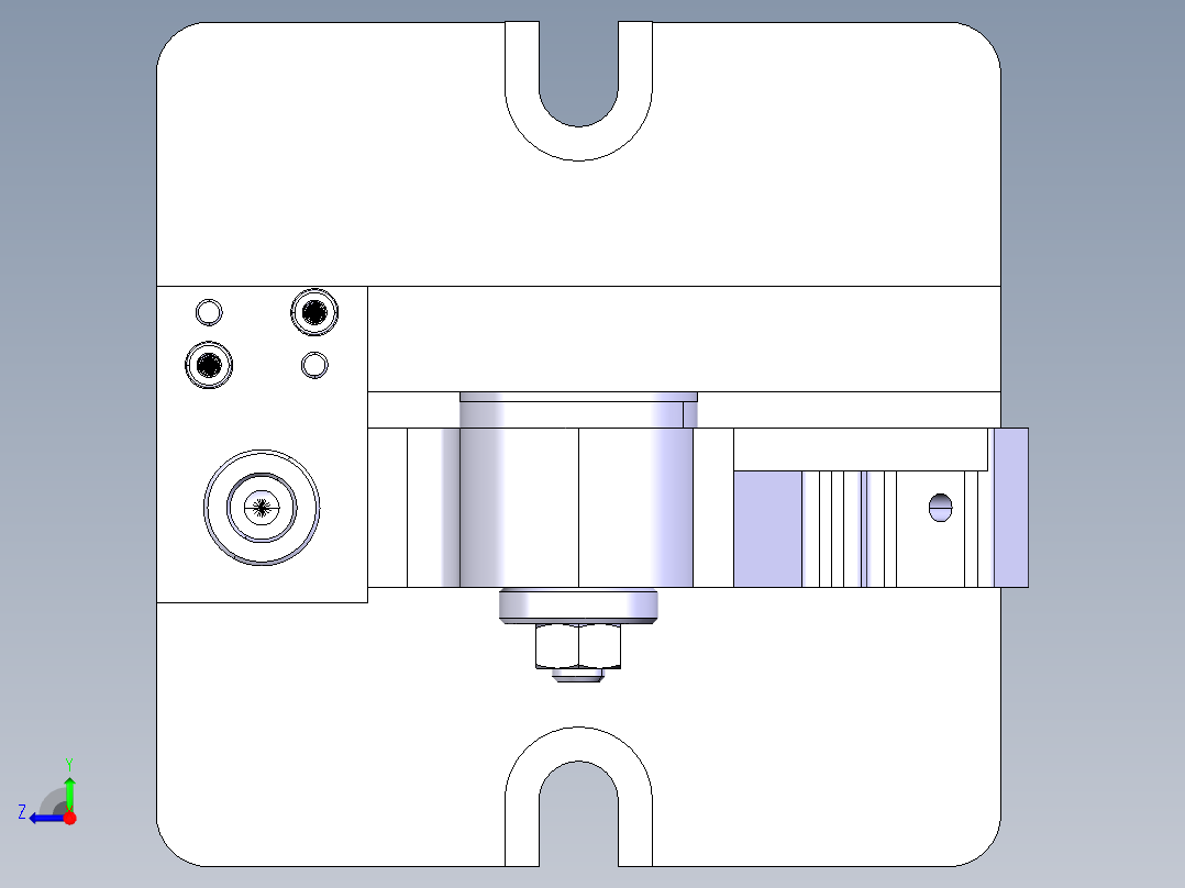 车床杠杆钻孔夹具（CAD图+CATIA三维）右视图