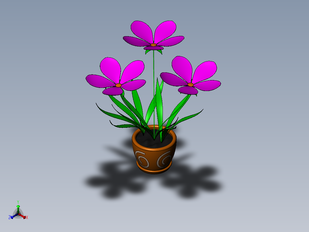 君子兰花正等轴测图