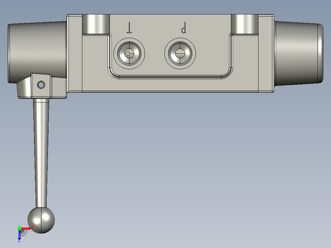 三位四通手动换向阀设计 1311408===三维通用格式俯视图