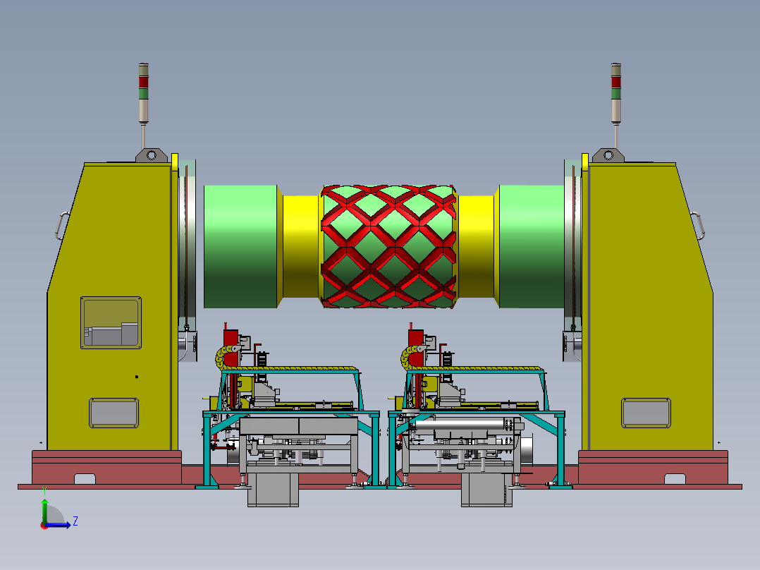 大型立式翻转切削加工生产线sw17可编辑左视图