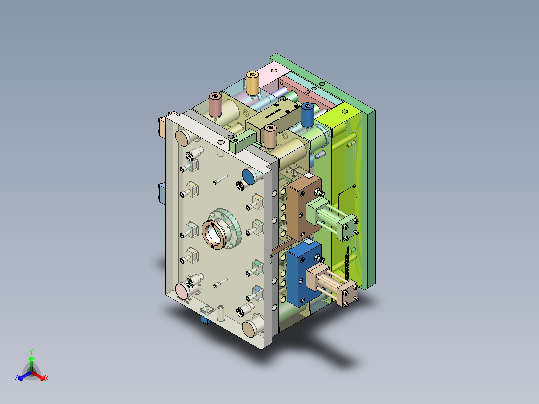 中壳（三板模开合模控制扣机+前）正等轴测图