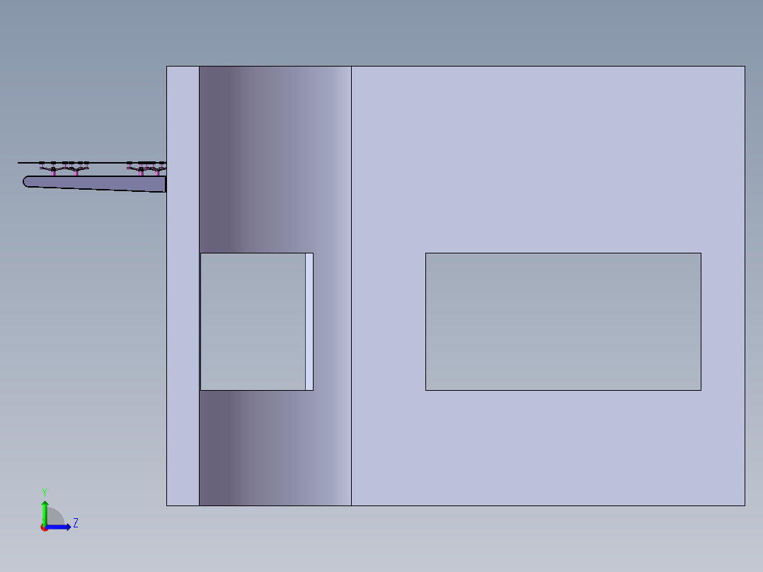 带驳接爪的玻璃雨棚左视图