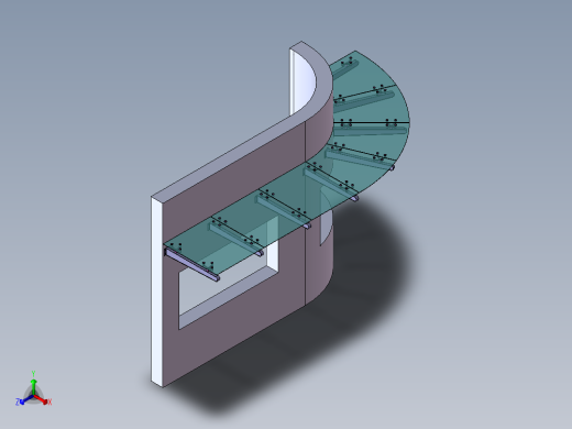 带驳接爪的玻璃雨棚正等轴测缩略图