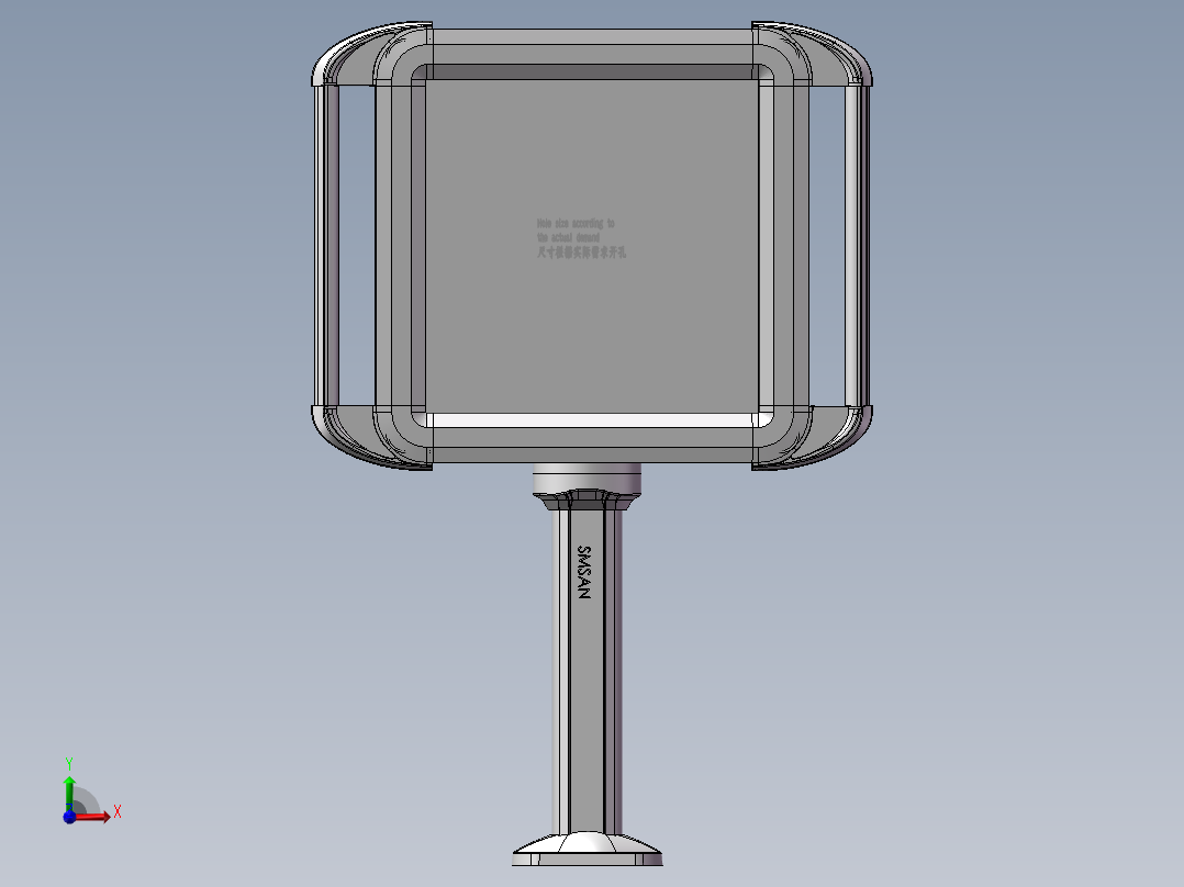向下固定底座+箱体连接器+控制箱前视图