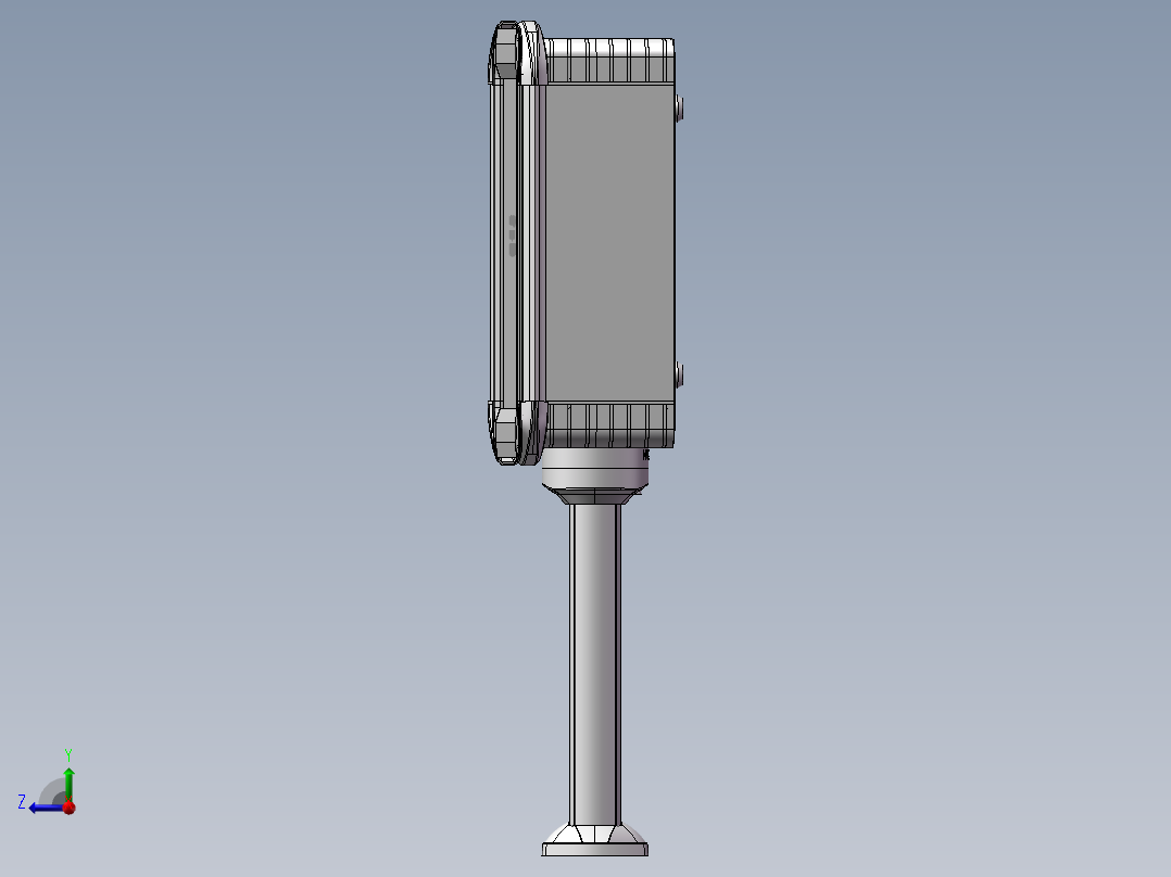 向下固定底座+箱体连接器+控制箱右视图