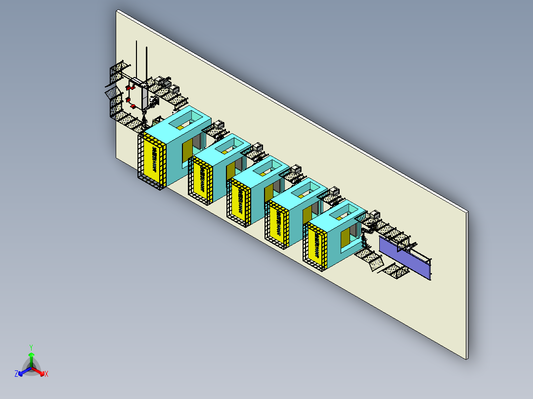 汽车门板冲压自动生产线三维模型设计正等轴测图