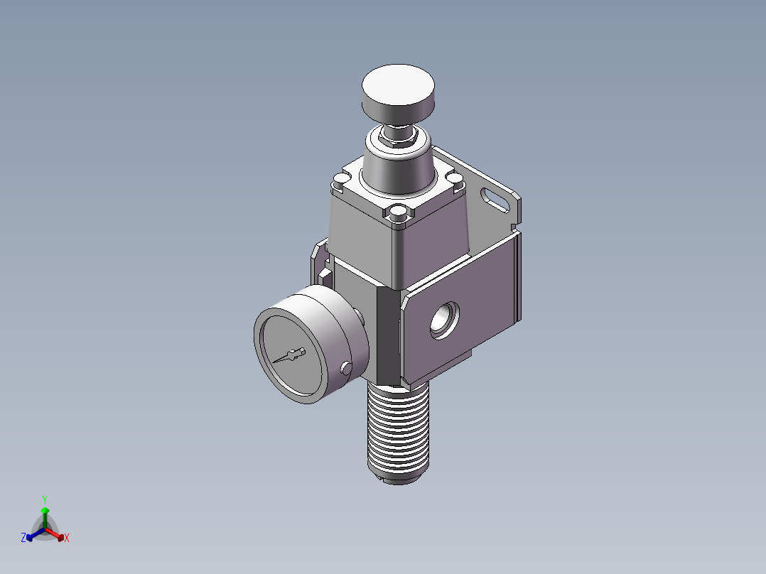 精密调压阀RP2000-8-08-G49PBE（带固定座）（带压力表）正等轴测图