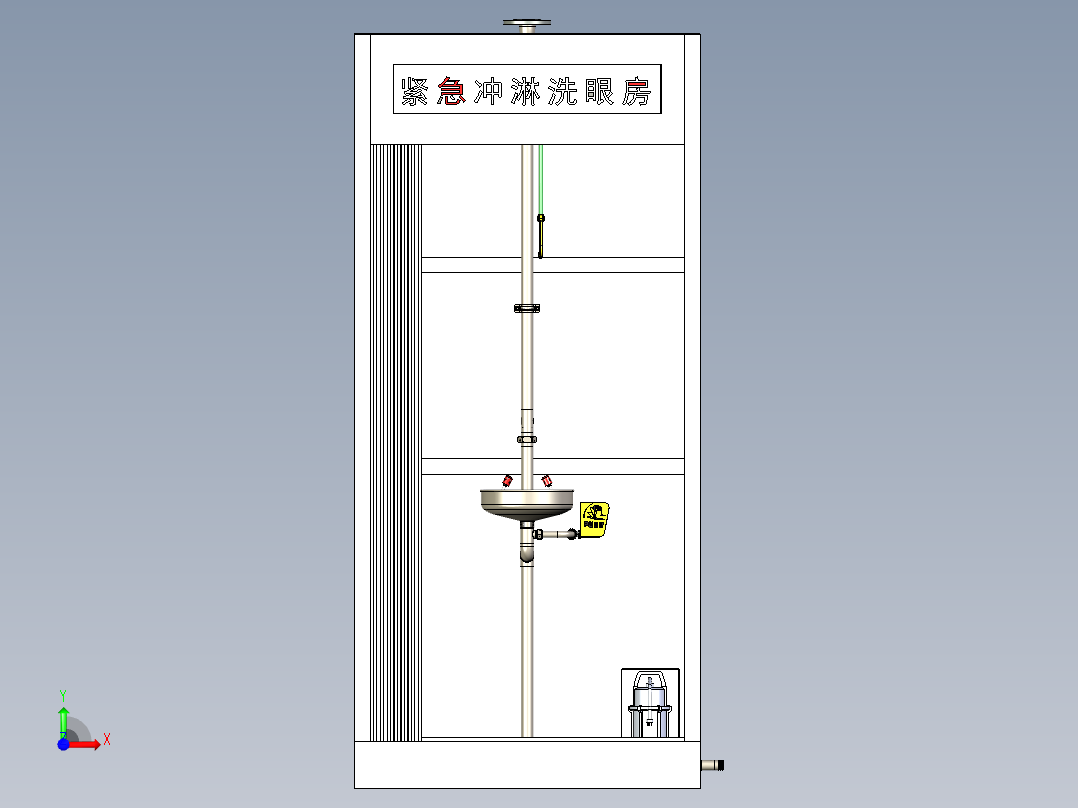 冲淋洗眼器房三维模型-带提升泵前视图