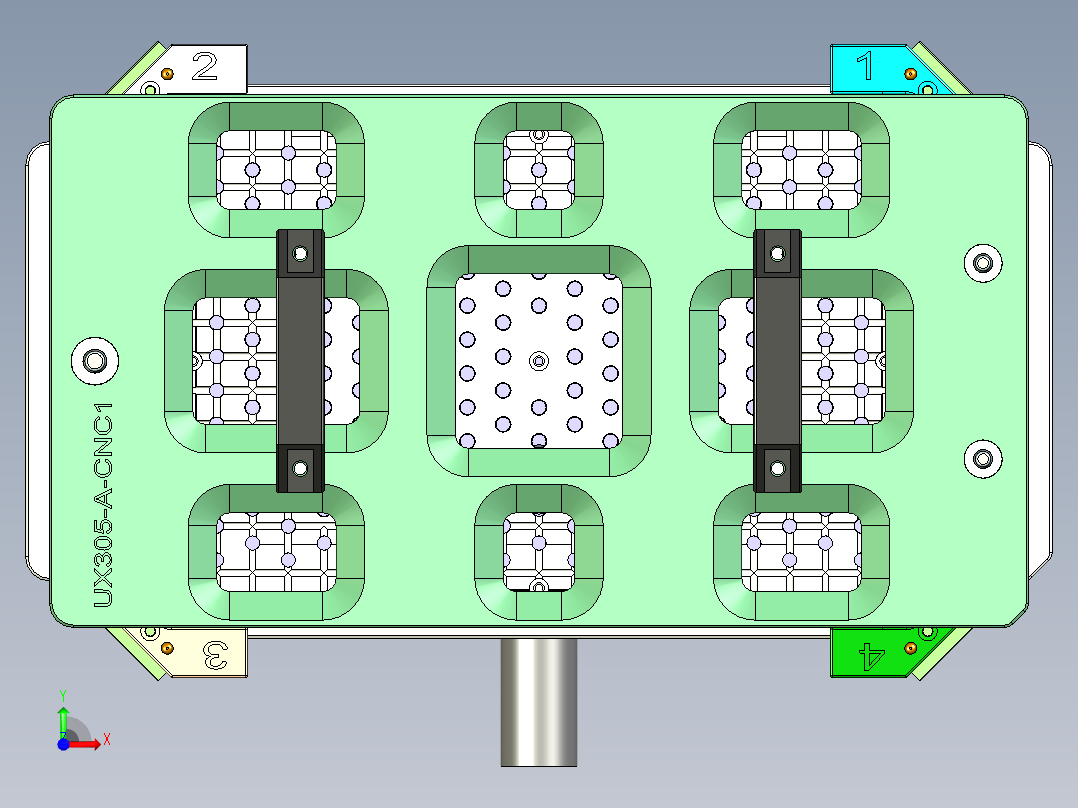 UX305-A-笔记本CNC工装夹具三维模型CNC1前视图