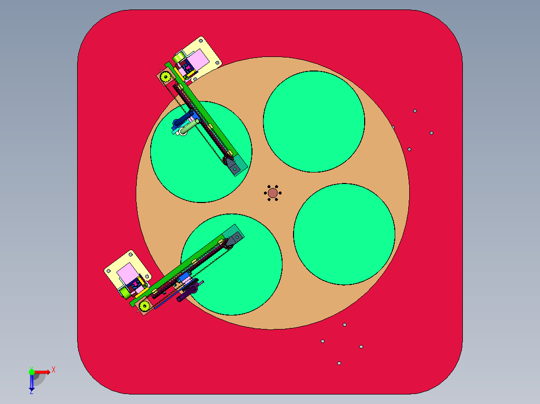 蛋糕彩色膏状辅料自动挤绘裱花机俯视图