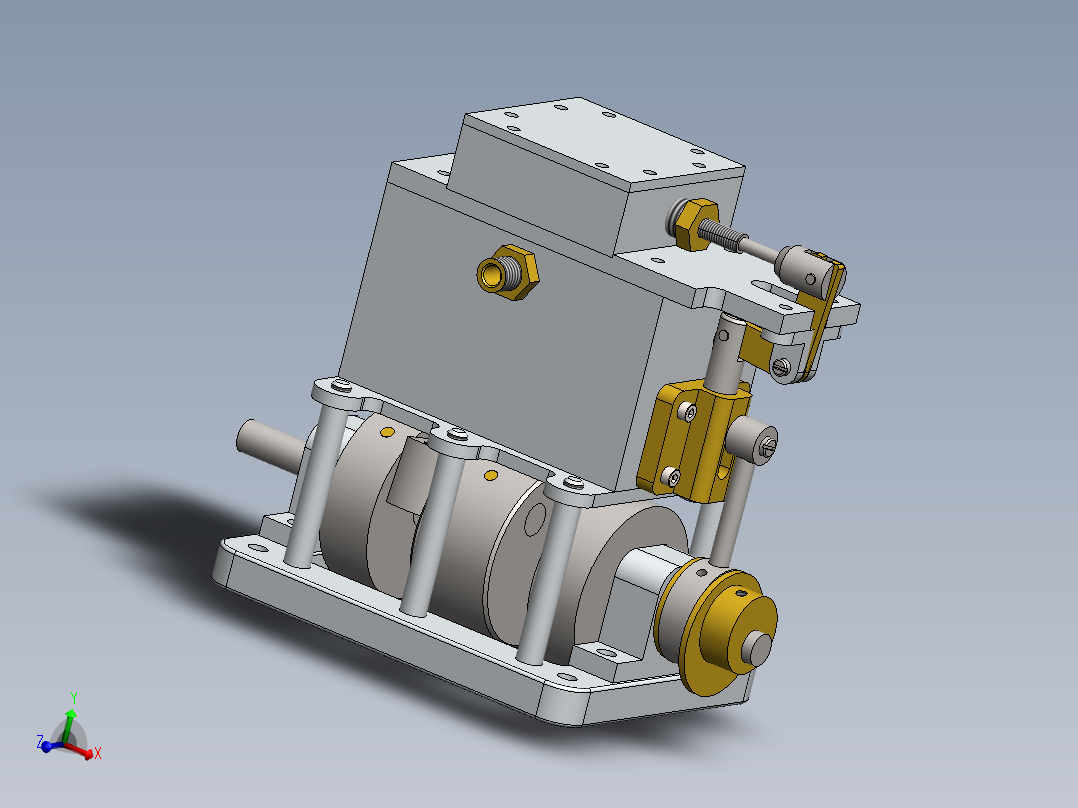 两缸单阀蒸汽机two-cylinder-single-valve-模型格式为 sw主视图