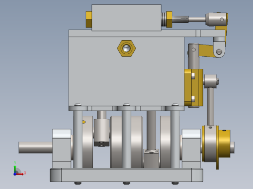 两缸单阀蒸汽机two-cylinder-single-valve-模型格式为 sw前视缩略图