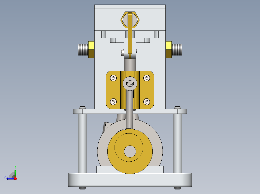 两缸单阀蒸汽机two-cylinder-single-valve-模型格式为 sw右视图