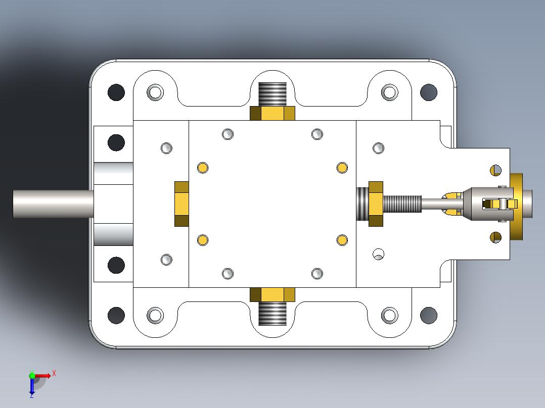 两缸单阀蒸汽机two-cylinder-single-valve-模型格式为 sw俯视图