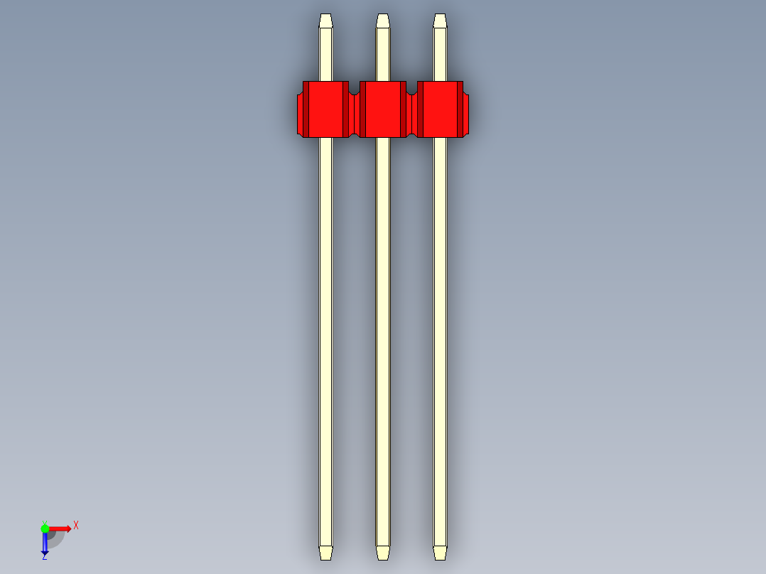 彩色公头100mil（2.54mm）系列-DS1021_red_2x03p_100mil_Type19_rev1.0俯视图