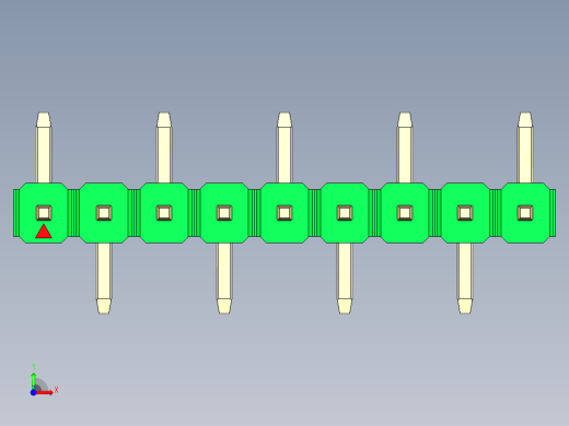 彩色公排针 100mil 2.54mm 系列-DS1022_green_09p_100mil_Type_SMT_R1_rev1.0前视缩略图