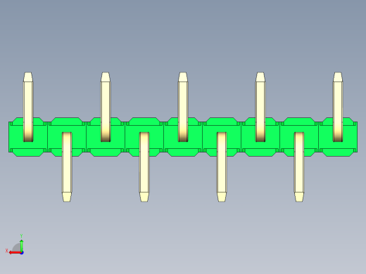 彩色公排针 100mil 2.54mm 系列-DS1022_green_09p_100mil_Type_SMT_R1_rev1.0后视缩略图