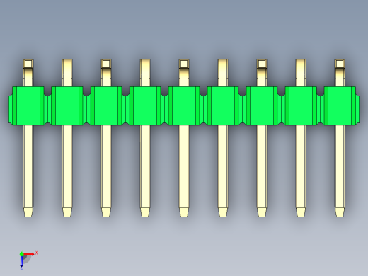 彩色公排针 100mil 2.54mm 系列-DS1022_green_09p_100mil_Type_SMT_R1_rev1.0俯视缩略图