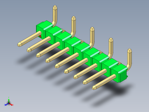 彩色公排针 100mil 2.54mm 系列-DS1022_green_09p_100mil_Type_SMT_R1_rev1.0正等轴测缩略图