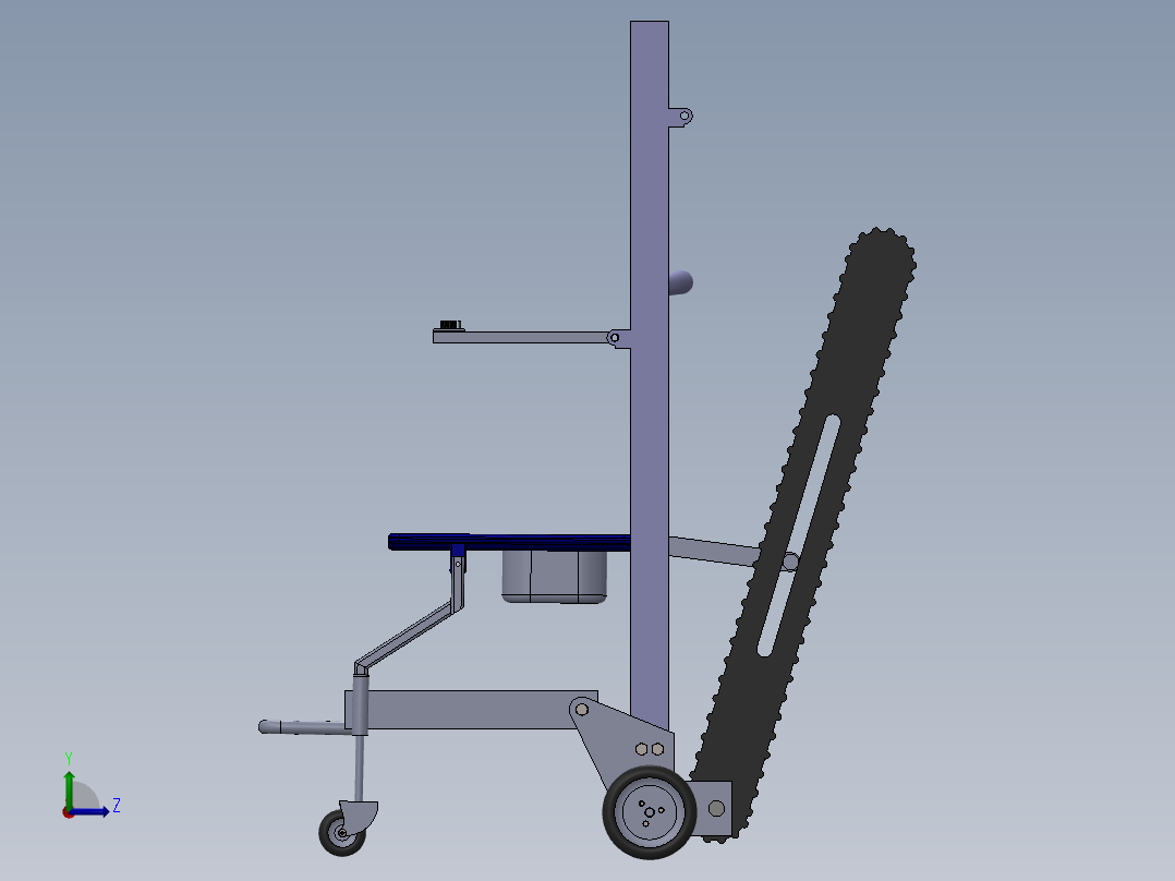 Stair Climbing Wheel Chair爬楼梯轮椅3D图纸 Solidworks设计左视图