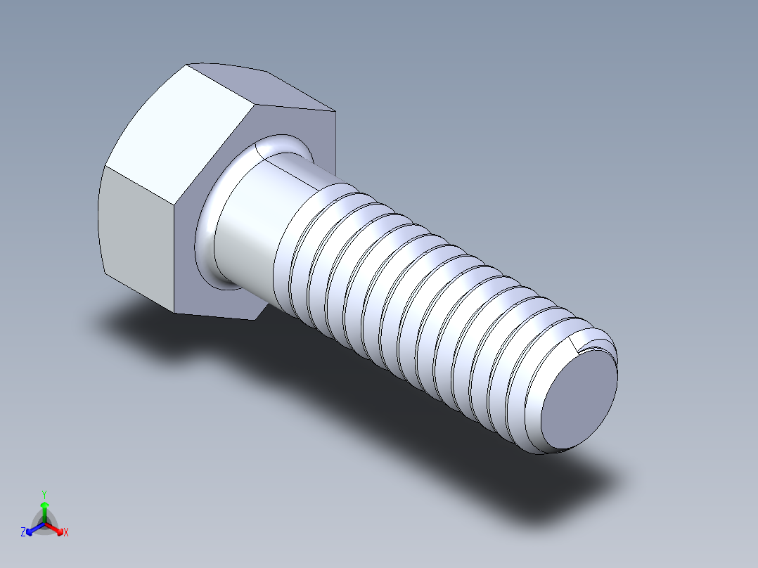 UNC 六角螺栓-Hex Bolt 0.3125-18 x 1正等轴测图